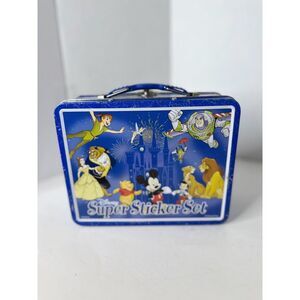 Aluminum Lunch Box Vintage Disney Super Sticker Set Blue Character‎